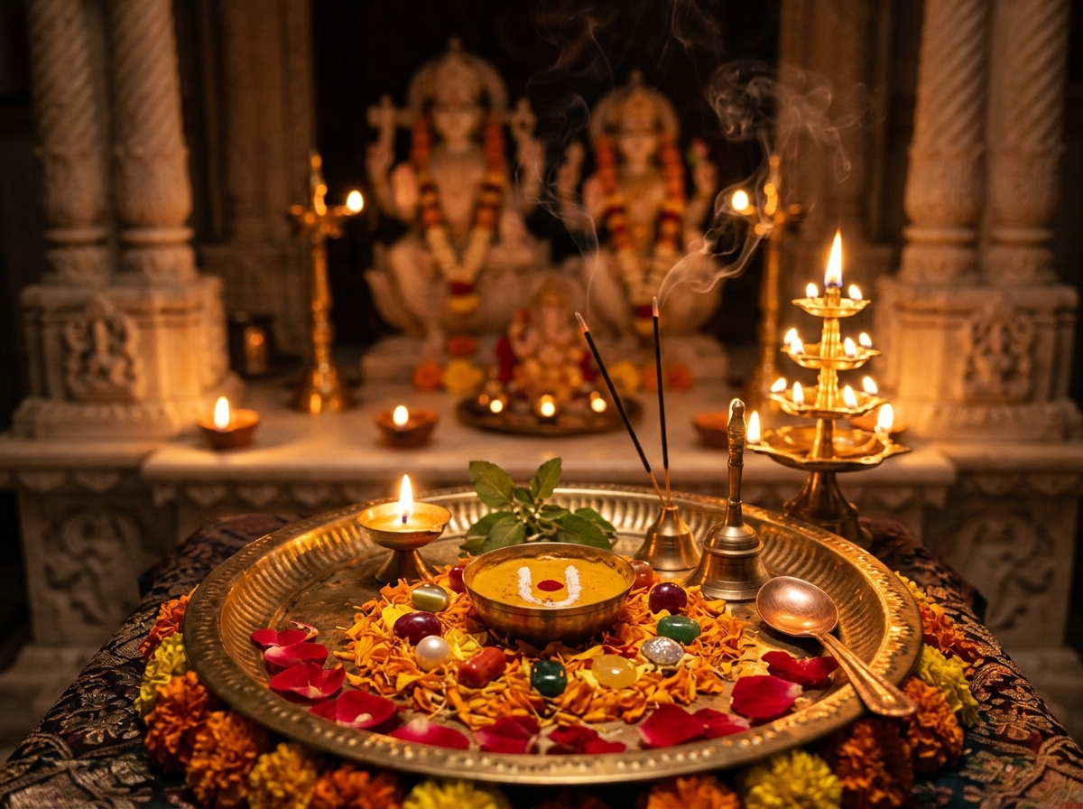 Vedic Temple Sanctum Darshan with Navratna Offerings